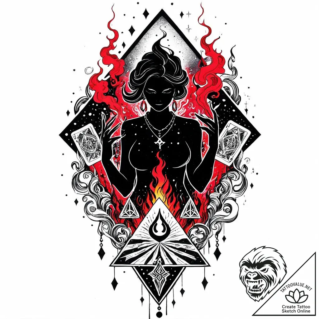 Tat tattoo sketch, mystic silhouette surround... - style Jaeger Mini - tattoo sketch (02.11.2025 04:33)