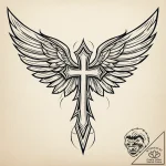Parchment wings tearing veil, artistic tattoo… – style Jaeger Simple – tattoo sketch (02.11.2025 04:48)