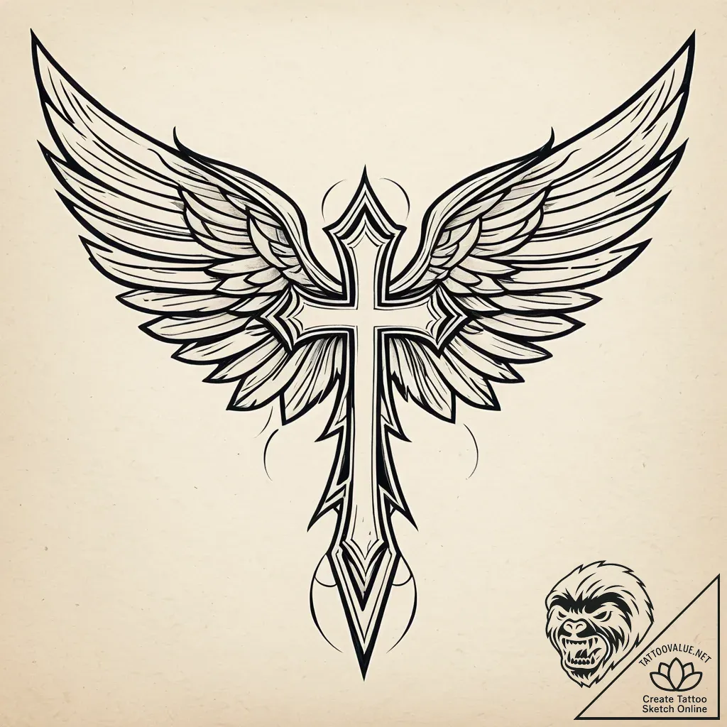 Parchment wings tearing veil, artistic tattoo... - style Jaeger Simple - tattoo sketch (02.11.2025 04:48)