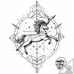 Sagittarius (zodiac sign), tattoo drawing out… – style Jaeger Mini – tattoo sketch (02.11.2025 05:13)