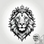 Lion head crowned with ivy, ink illustration… – style Jagger Old – tattoo sketch (02.11.2025 05:18)