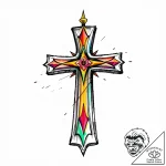 Latin cross, ink illustration for tattoo, uni… – style Flux Inscriptions – tattoo sketch (02.11.2025 05:43)