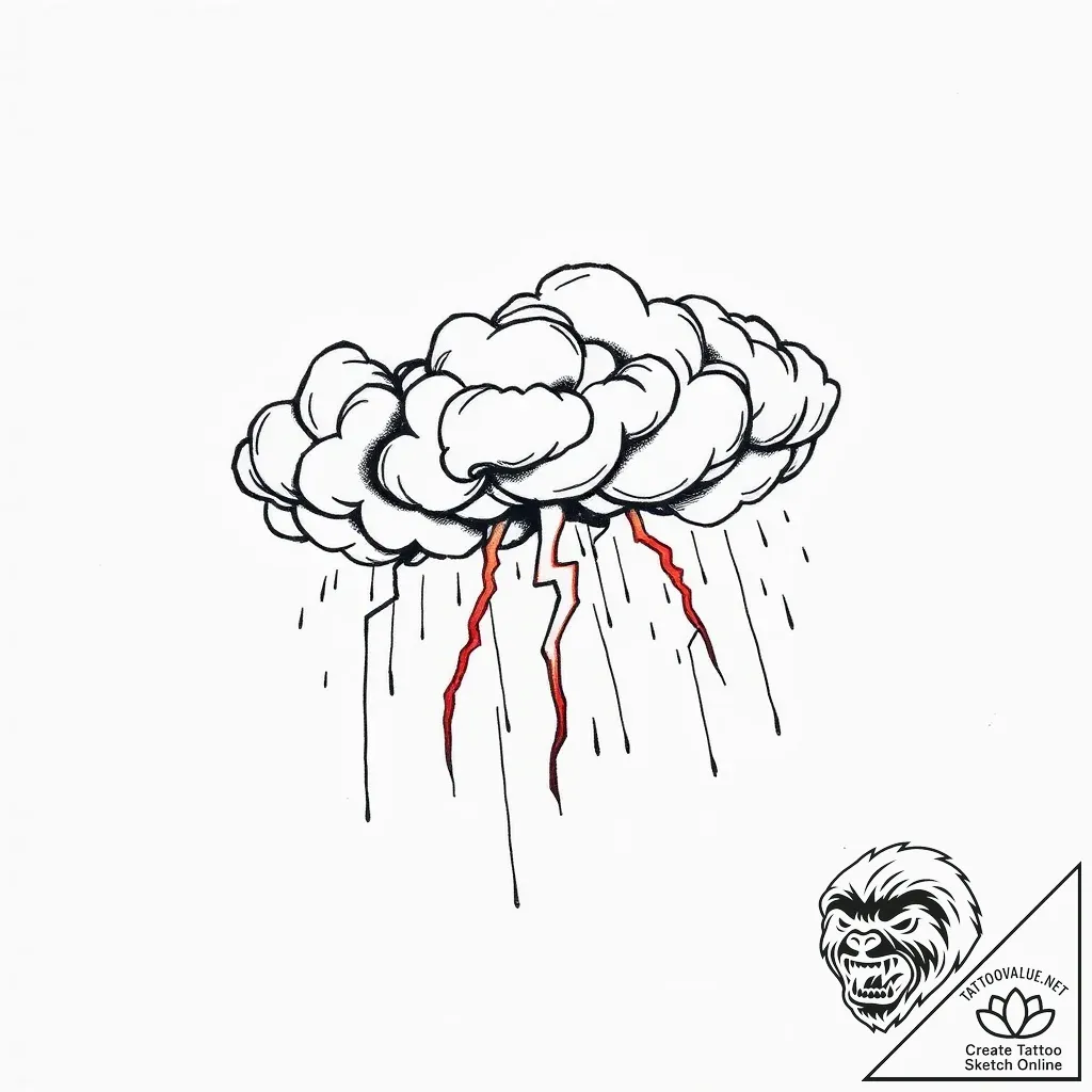 Tat tattoo sketch, storm clouds swirling with... - style Flux Inscriptions - tattoo sketch (02.11.2025 06:03)