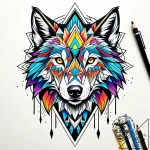 Arrowhead, flint-knapped, with a spectral wol… – style Jaeger Simple – tattoo sketch (02.11.2025 06:08)