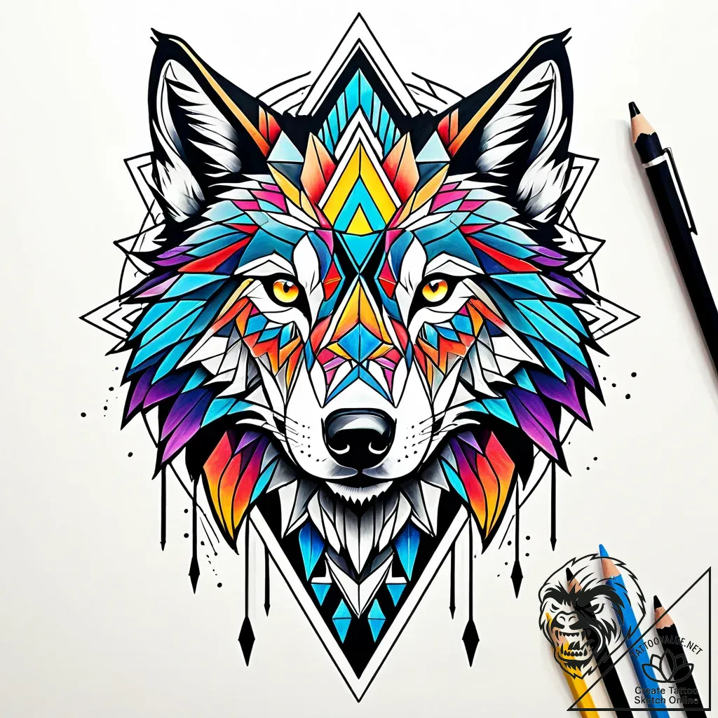 Arrowhead, flint-knapped, with a spectral wol... - style Jaeger Simple - tattoo sketch (02.11.2025 06:08)