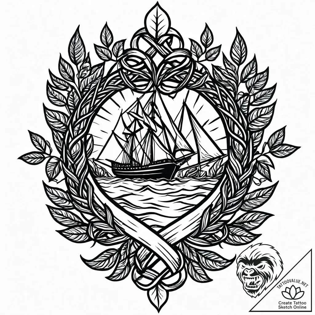 Tattoo sketch, dense jungle vines and leaves... - style Jaeger Mini - tattoo sketch (02.11.2025 06:33)