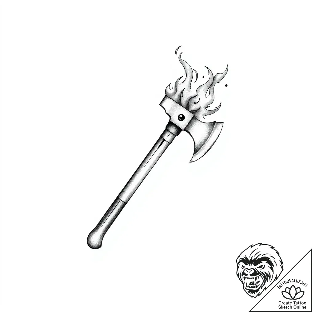 Tat tattoo sketch, firefighterвђ™s axe with f... - style Flux Inscriptions - tattoo sketch (02.11.2025 06:43)