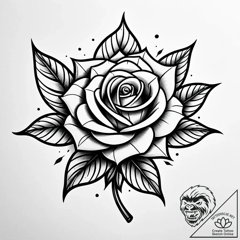 Atomic rose with neon glow, tattoo sketch des... - style Jaeger Simple - tattoo sketch (02.11.2025 06:48)