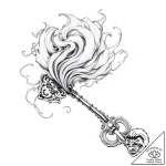 Mirror key beneath spectral storm, ink illust… – style Flux Inscriptions – tattoo sketch (02.11.2025 07:03)