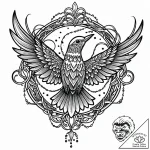 A whimsical bird in hand in flight, hopeful,,… – style Jaeger Mini – tattoo sketch (02.11.2025 07:13)