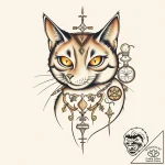 Alchemist cat with glowing eyes, tattoo sketc… – style Flux Inscriptions – tattoo sketch (02.11.2025 07:43)