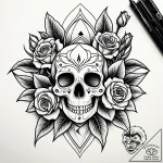 Iris flower with petals that have the texture… – style Jaeger Simple – tattoo sketch (02.11.2025 07:48)