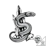 Onyx serpent through shattered spire, artisti… – style Flux Inscriptions – tattoo sketch (02.11.2025 08:03)