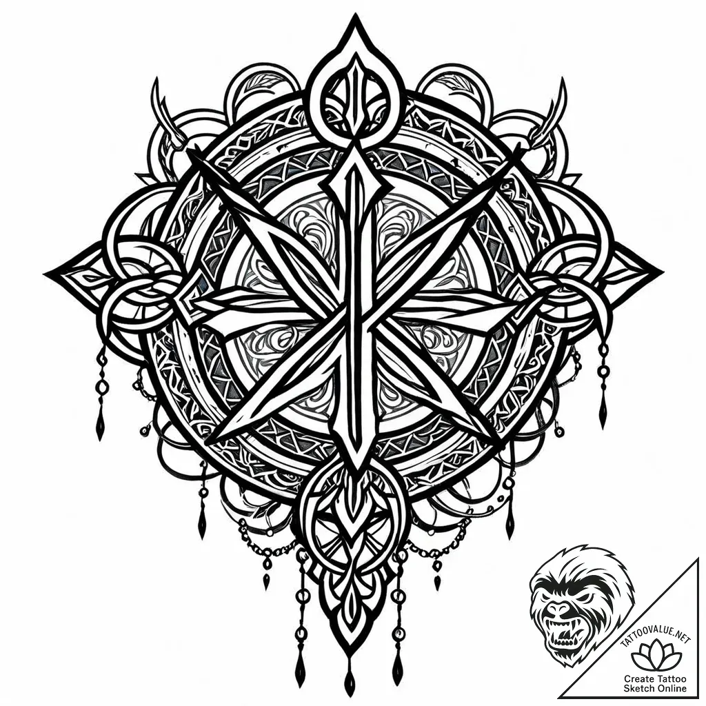 Blood rune etched into stone, tattoo flash sh... - style Jaeger Mini - tattoo sketch (02.11.2025 08:13)