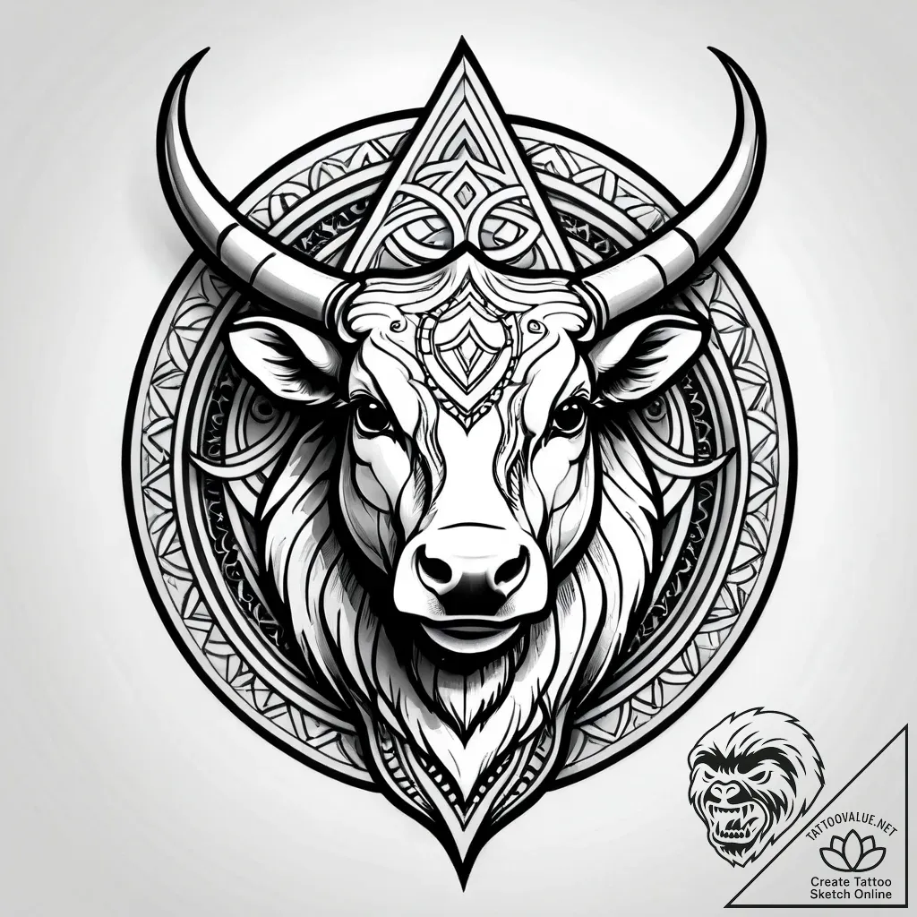 Taurus (zodiac sign), tattoo sketch design, s... - style Jagger Old - tattoo sketch (02.11.2025 08:38)