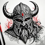 Tattoo sketch, viking warrior helmet with int… – style Jaeger Simple – tattoo sketch (02.11.2025 08:48)
