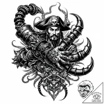 Tattoo sketch, john silver holding mechanical… – style Jaeger Mini – tattoo sketch (02.11.2025 09:13)