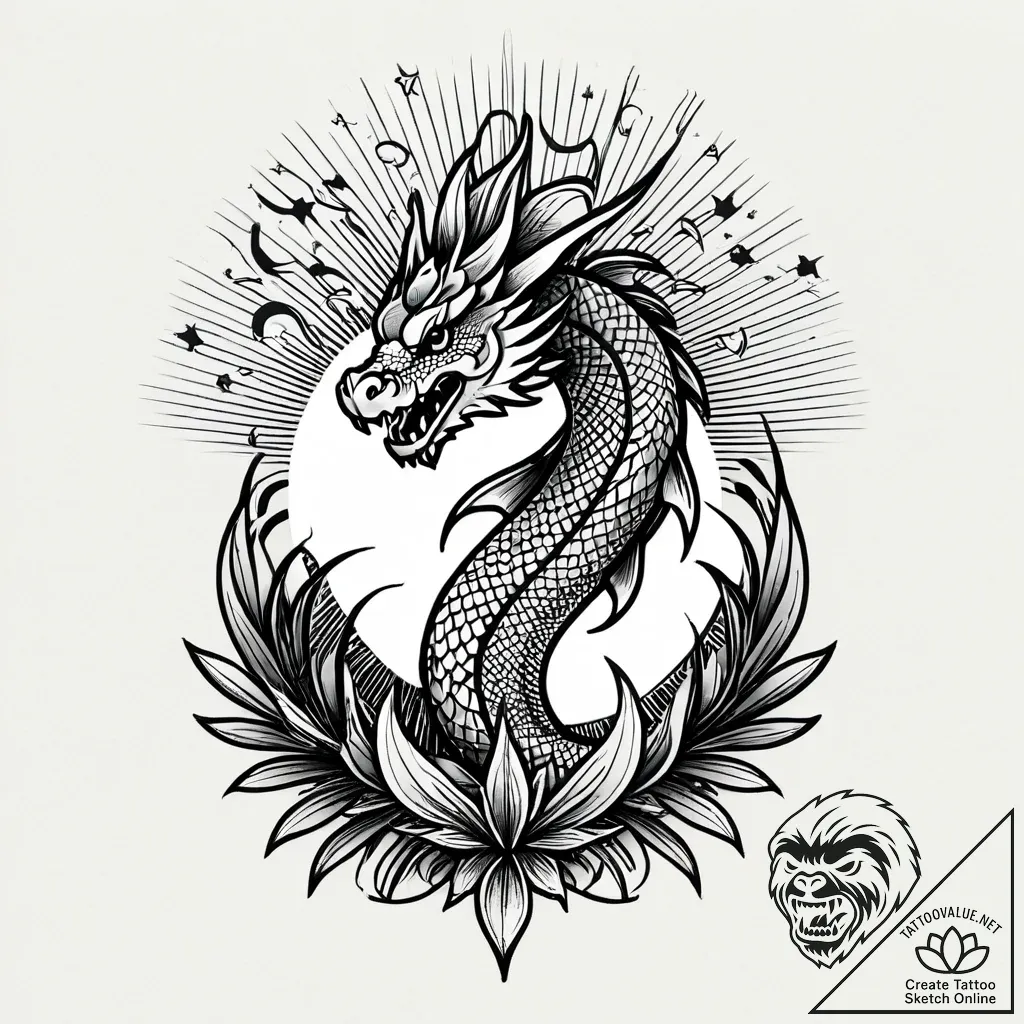 Tat tattoo sketch, tropical palm leaves with... - style Jagger Old - tattoo sketch (02.11.2025 09:18)