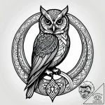Night owl beneath spectral arch, tattoo line… – style Jagger Old – tattoo sketch (02.11.2025 10:18)