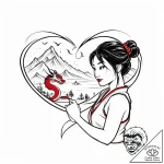 Tattoo sketch, mulan and mushu looking toward… – style Jaeger Mini – tattoo sketch (02.11.2025 10:53)