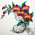 Orchid vine growing through bone, tattoo line… – style Jaeger Simple – tattoo sketch (02.11.2025 11:08)