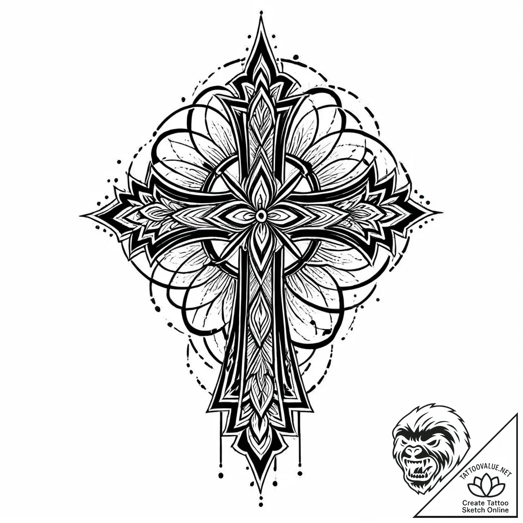 Note, tattoo sketch design, detailed cross-ha... - style Jaeger Mini - tattoo sketch (02.11.2025 11:13)