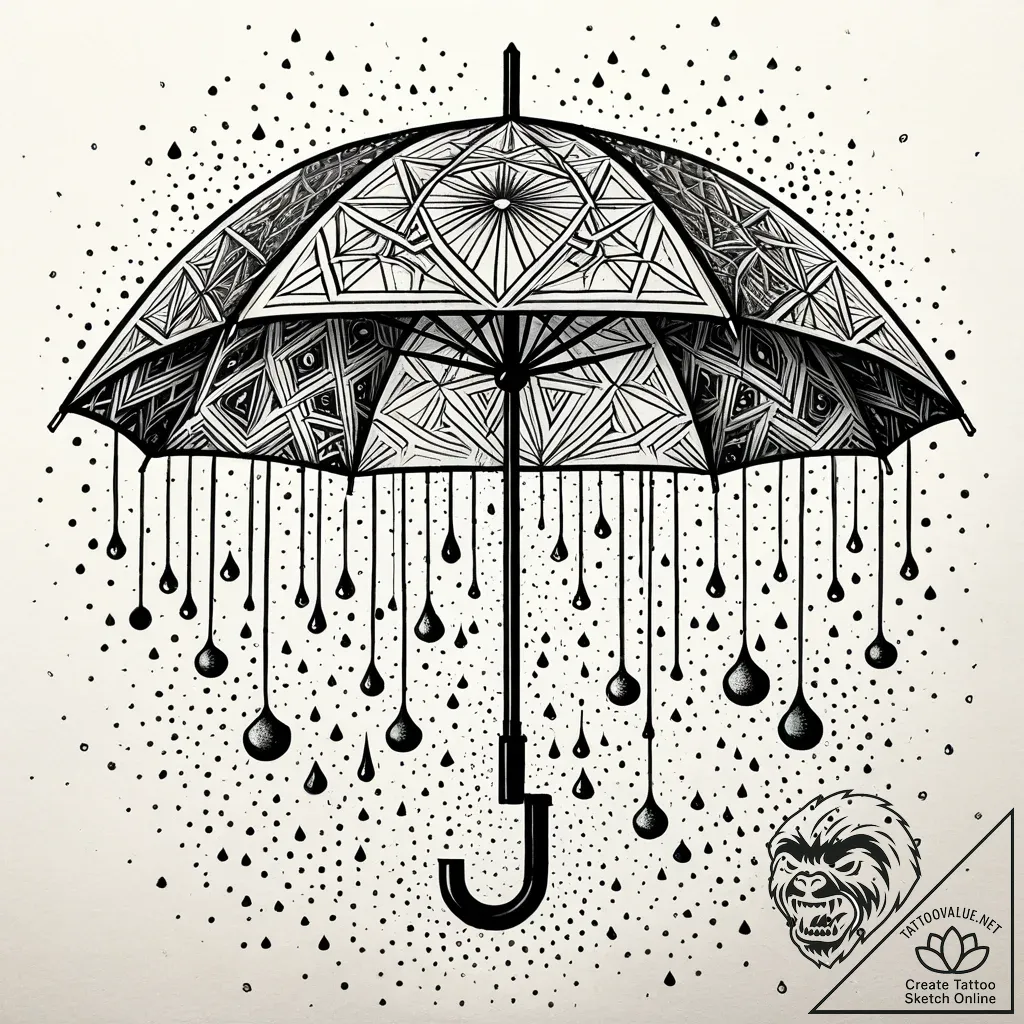 Umbrella that catches acid rain, slowly disso... - style Jaeger Simple - tattoo sketch (02.11.2025 11:28)