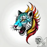 Jaguar mask devouring celestial flame, ink il… – style Jagger Old – tattoo sketch (02.11.2025 11:38)