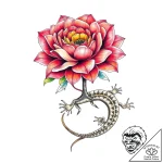Lizard tail beneath spectral bloom, tattoo sk… – style Flux Inscriptions – tattoo sketch (02.11.2025 11:43)