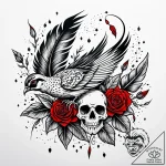 Quail feathers scattered in wind, ink illustr… – style Jaeger Simple – tattoo sketch (02.11.2025 11:48)