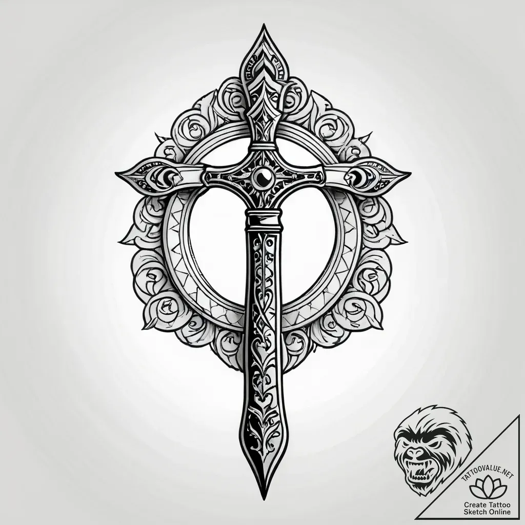 Straight razor with an ornate, pearl handle,... - style Jagger Old - tattoo sketch (02.11.2025 11:58)