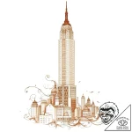 An art deco skyscraper piercing the clouds in… – style Flux Inscriptions – tattoo sketch (02.11.2025 12:03)