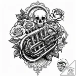 Valve from a brass instrument (trumpet, tuba)… – style Jaeger Mini – tattoo sketch (02.11.2025 12:13)