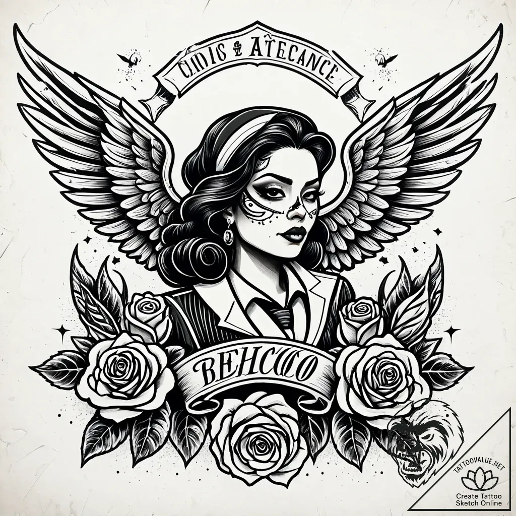 Tattoo sketch stewardess flight attendant win... - style Jaeger Simple - tattoo sketch (02.11.2025 12:49)