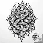 Hidden serpent through spectral storm, tattoo… – style Jaeger Mini – tattoo sketch (02.11.2025 12:53)