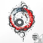 Empyrean serpent encircling moon, ink illustr… – style Jaeger Mini – tattoo sketch (02.11.2025 13:53)