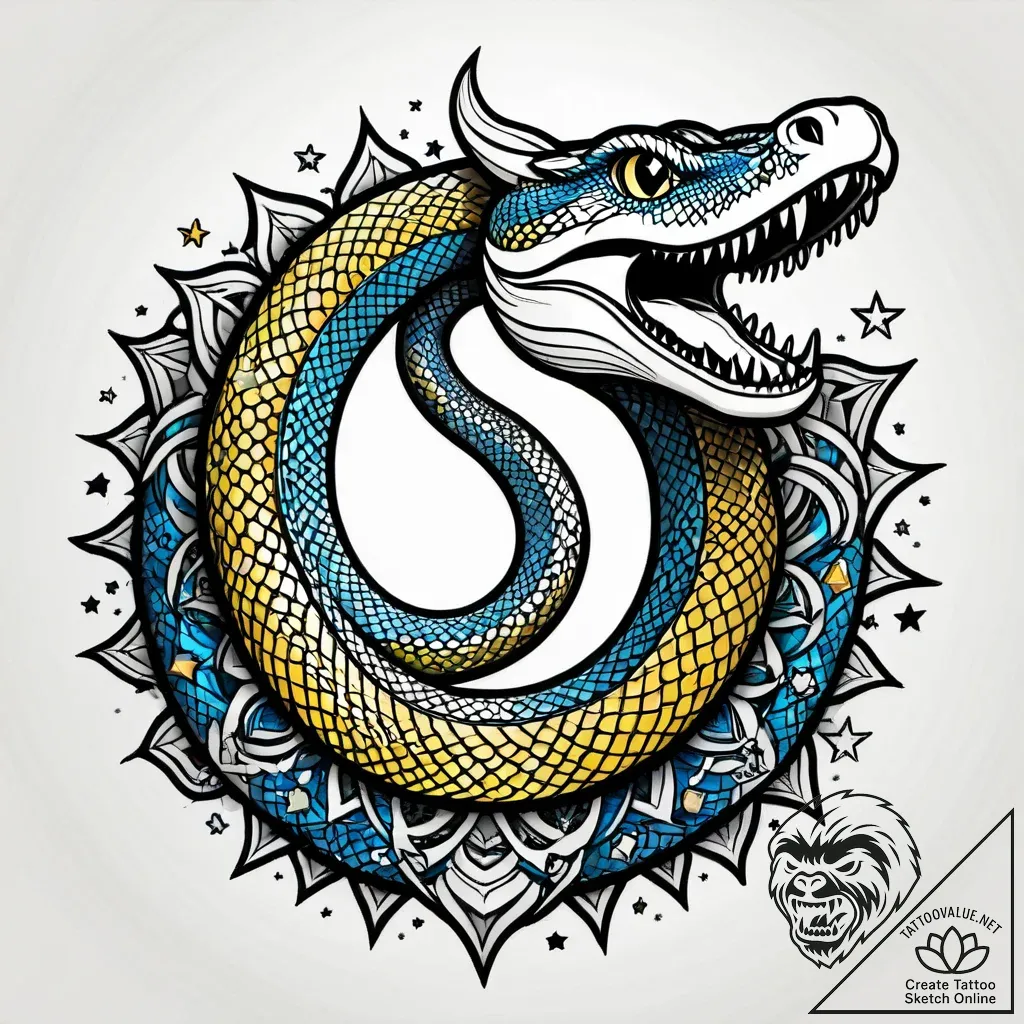 Dream serpent floating through stars, tattoo... - style Jagger Old - tattoo sketch (02.11.2025 13:58)