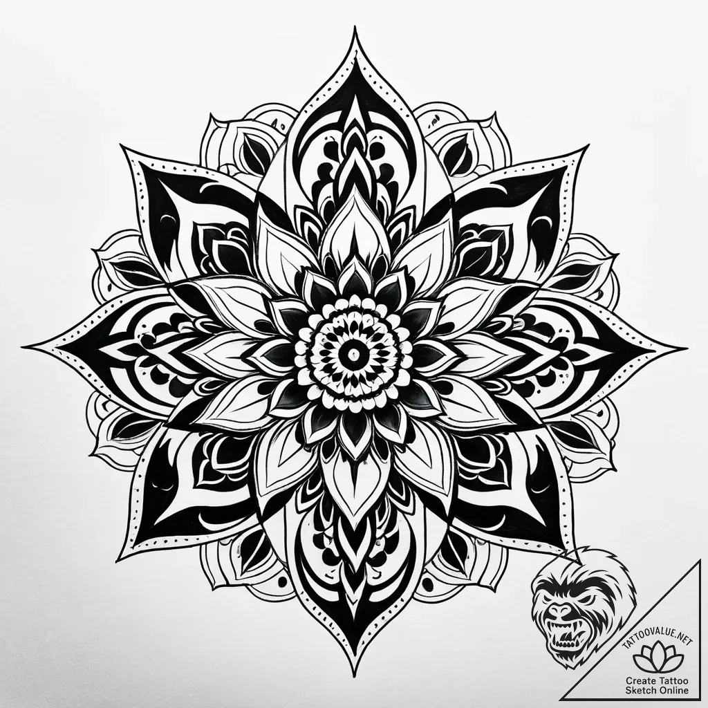 Blood blossom blooming in darkness, ink illus... - style Jaeger Simple - tattoo sketch (02.11.2025 14:08)