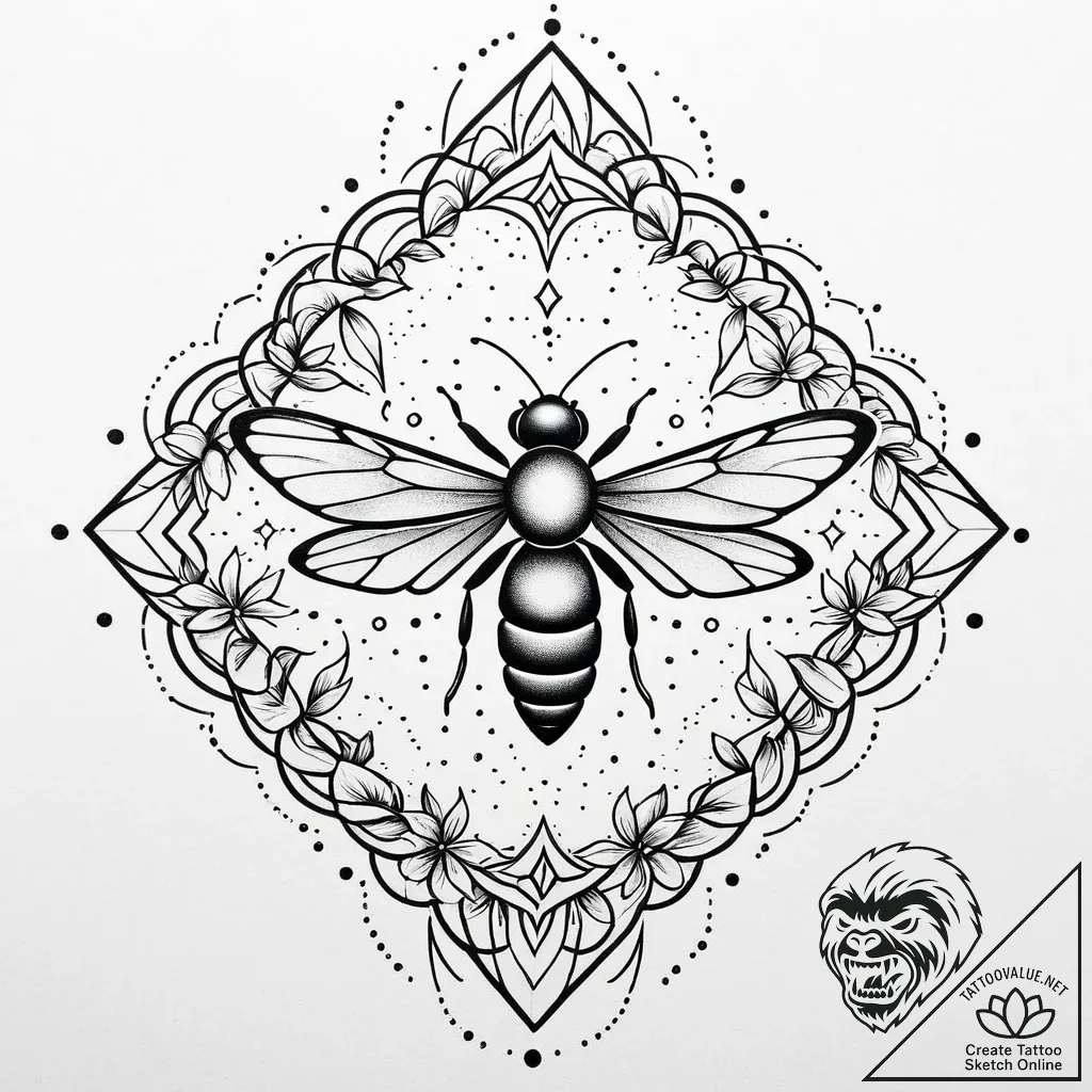 Tattoo sketch, dawn crood with glowing firefl... - style Jaeger Mini - tattoo sketch (02.11.2025 14:13)