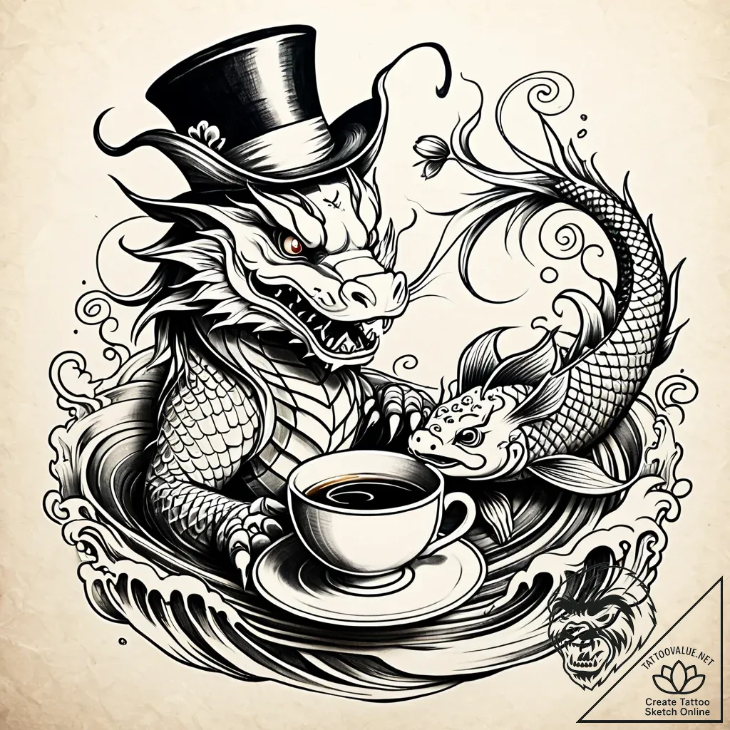 The mad hatter's tea party, artistic tattoo s... - style Jaeger Simple - tattoo sketch (02.11.2025 14:28)