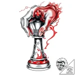 Chess king being checkmated by a ghostly hand… – style Flux Inscriptions – tattoo sketch (02.11.2025 14:43)