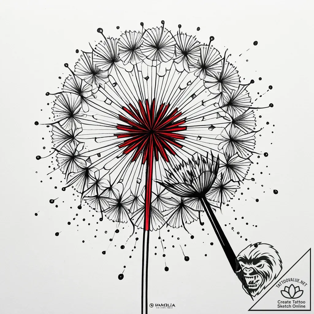 Dandelion seed floating, minimalist single li... - style Jaeger Simple - tattoo sketch (02.11.2025 14:48)