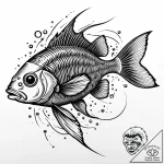 X-ray fish swimming in dark waters, tattoo dr… – style Jaeger Mini – tattoo sketch (02.11.2025 14:53)