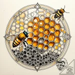 Honeycomb with some cells filled with honey,… – style Jaeger Simple – tattoo sketch (02.11.2025 15:08)