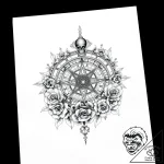 Astrolabe, concept art for tattoo, on a clean… – style Flux Inscriptions – tattoo sketch (02.11.2025 15:23)