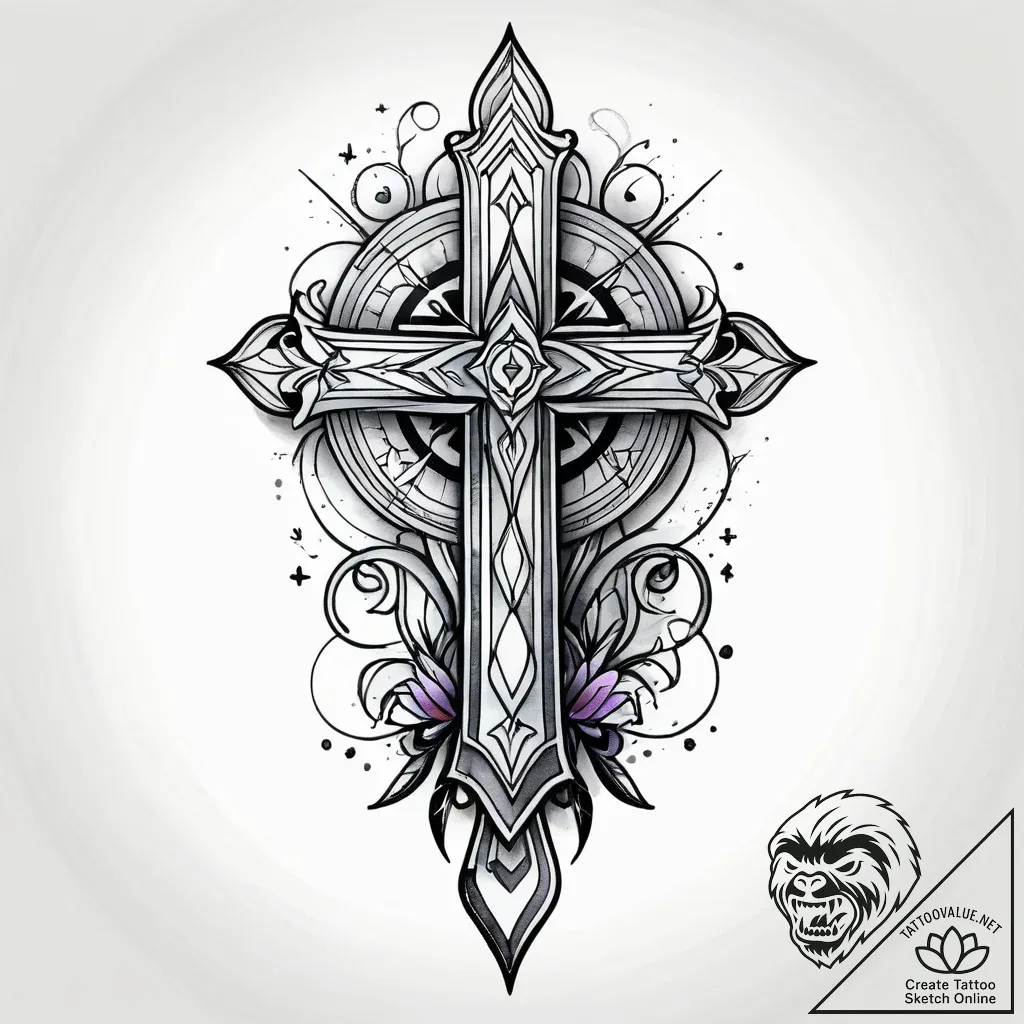 B, tattoo drawing outline, watercolor tattoo... - style Jagger Old - tattoo sketch (02.11.2025 15:38)