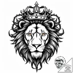 Ashen lion with crown of thorns, concept art… – style Jaeger Mini – tattoo sketch (02.11.2025 16:09)