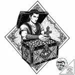 Tattoo sketch, tulio holding treasure chest g… – style Jaeger Mini – tattoo sketch (02.11.2025 16:28)