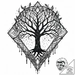 Fractured blade within spectral tree, tattoo… – style Jaeger Mini – tattoo sketch (02.11.2025 16:49)