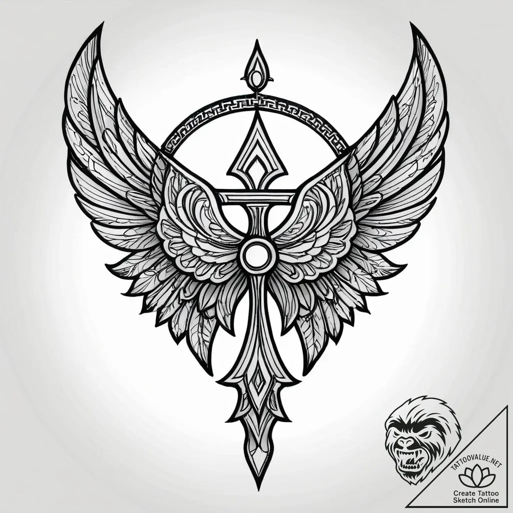 Lunar wings wrapped in chains, tattoo line ar... - style Jagger Old - tattoo sketch (02.11.2025 16:54)